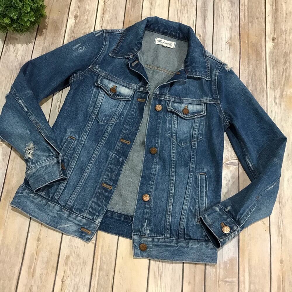 Madewell Distressed Denim Jean JacketRose Gold Women’s Size XS
